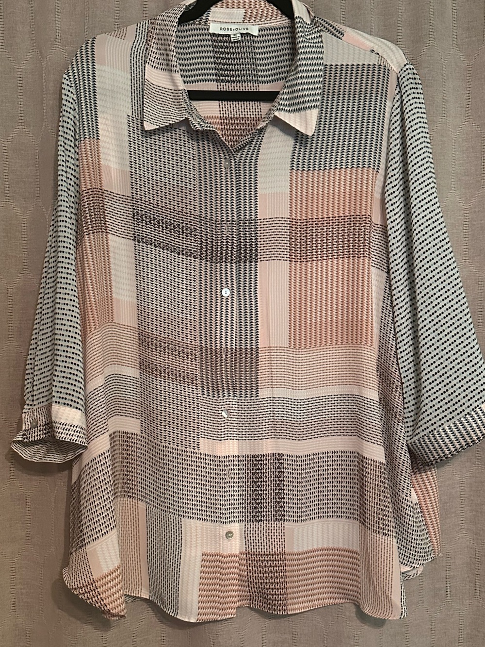 Rose & Olive Patterned Button-Down Shirt